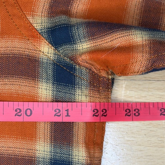 Prana Shirt Mens Medium Orange Plaid Flannel Casual Standard Fit Organic Cotton - Picture 6 of 7